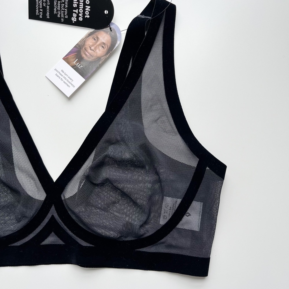 NEW Eby Sheer Mesh Bralette Black Large - Picture 2 of 5